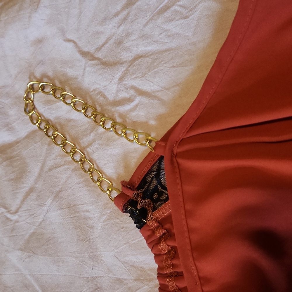 Eunishop High Low Dress w/ Gold Chain Straps - Picture 7 of 14